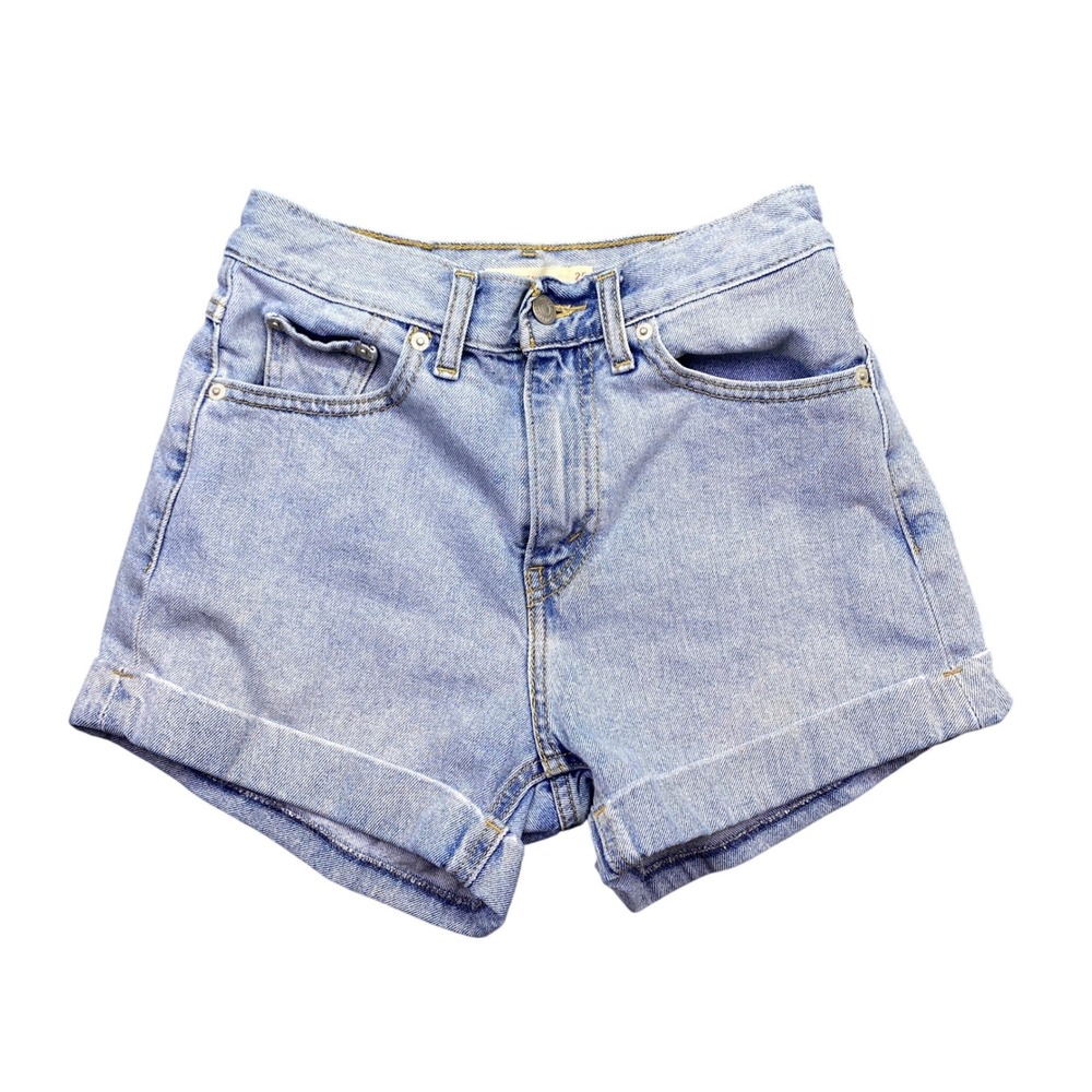 Levis Premium A-Line Shorts Light Wash High Rise Cuffed Denim W25 Tropical